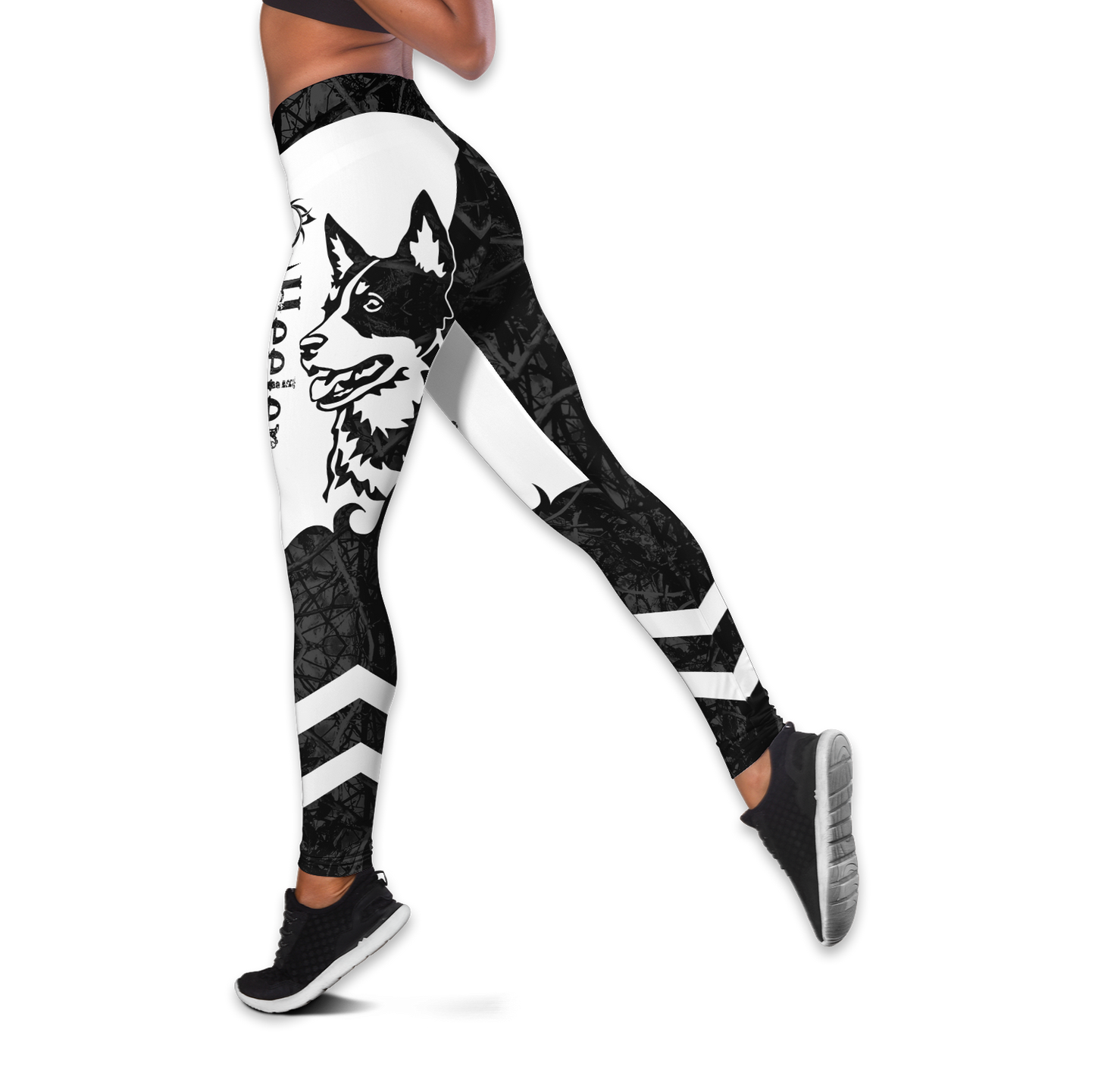 Heeler black tattoos legging + hollow tank combo DD08202002S