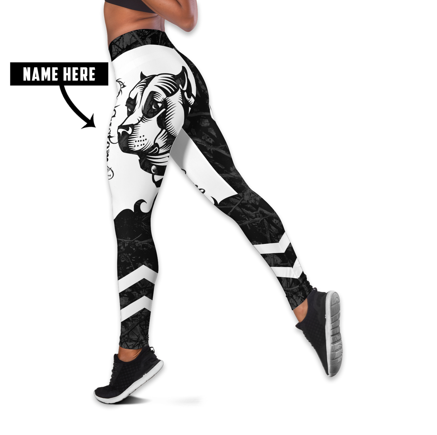 Staffordshire Bull Terrier customize black tattoos legging + hollow tank combo DD08172001S