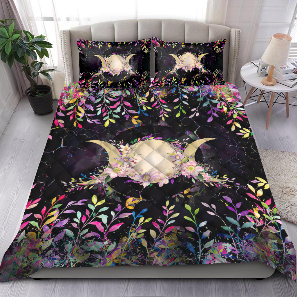 Floral Triple Moon Quilt Bedding Set By ML-Quilt-ML-King-Vibe Cosyβ’