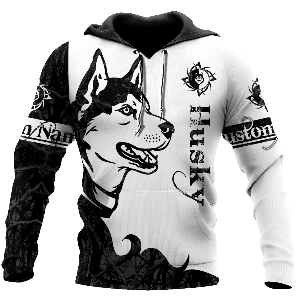Husky black custom 3d hoodie shirt for men and women DD08122003S