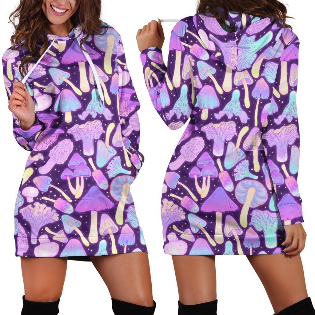 All Over Print Violet Many mushroom-Apparel-NTH-Hoodie Dress-S-Vibe Cosy™