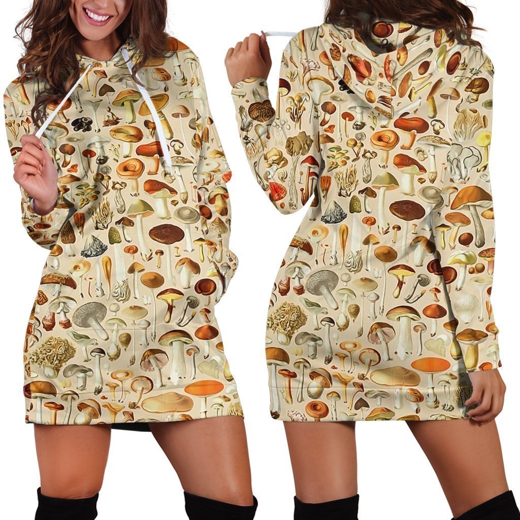 All Over Print beautiful forest mushrooms-Apparel-NTH-Hoodie Dress-S-Vibe Cosy™
