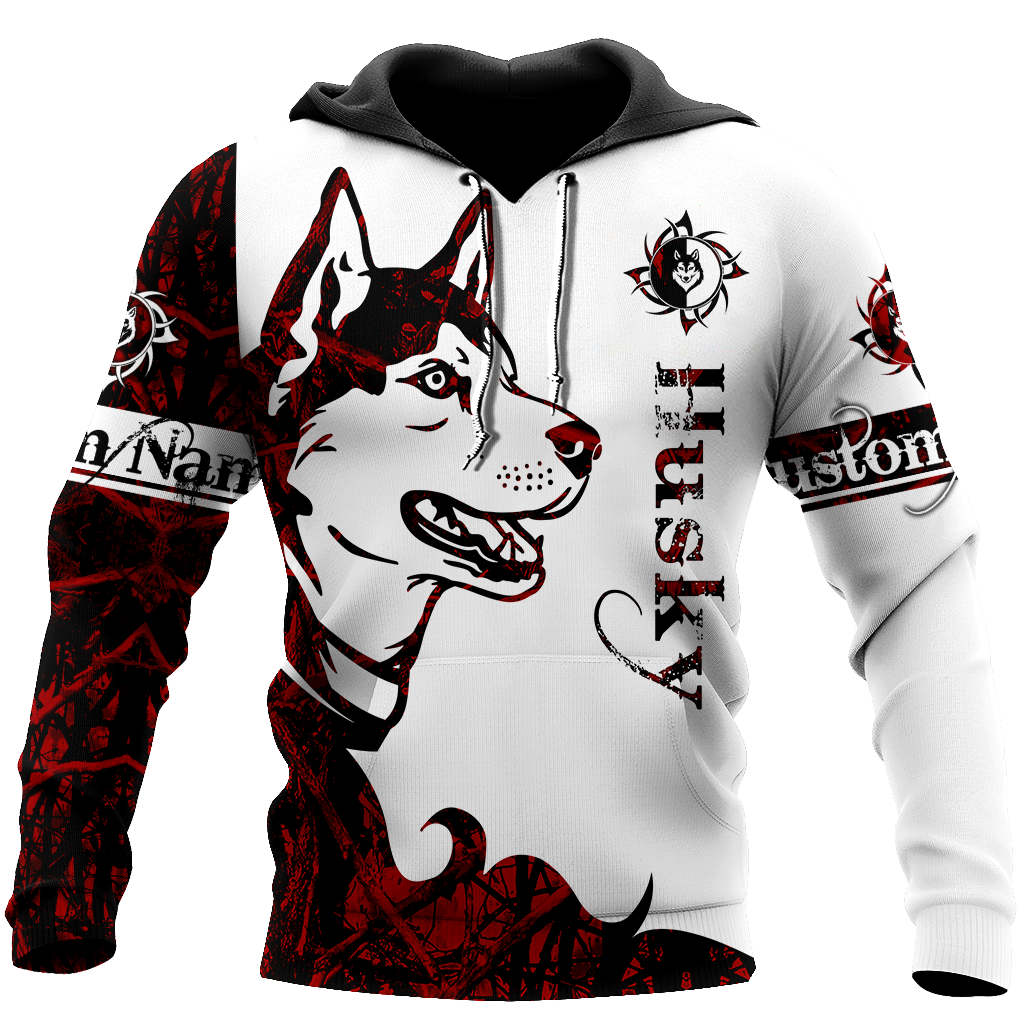 Husky red custom 3d hoodie shirt for men and women DD08122002S
