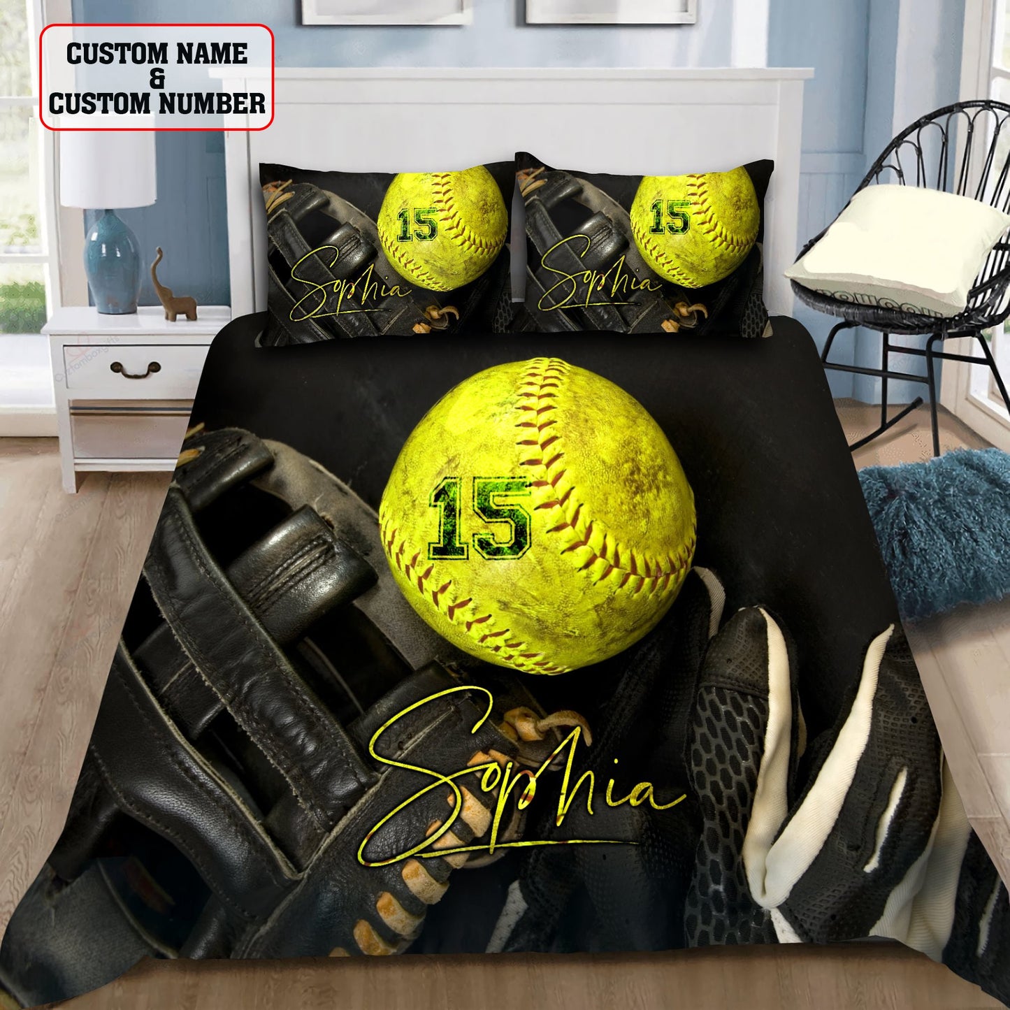 Softball custom bedding set AM092019