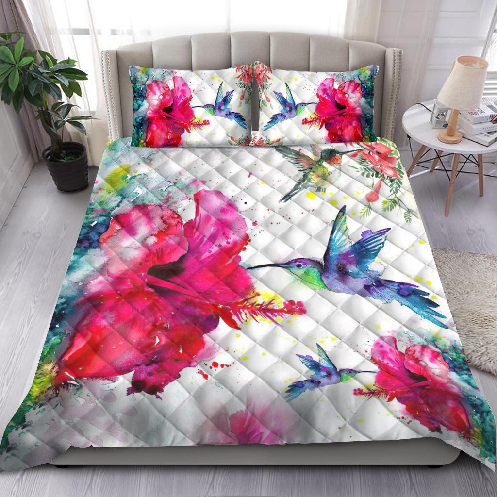 Hummingbird and Hibiscus Quilt Bedding Set By ML-Quilt-ML-King-Vibe Cosyβ’