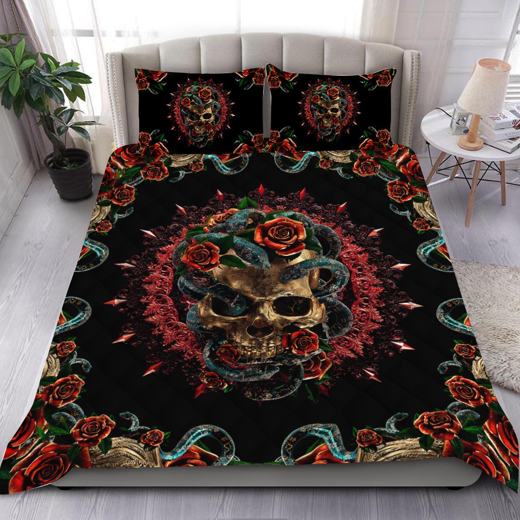 Quilt bedding set Snake love skull PL-Bedding Set-PL8386-Twin-Vibe Cosy™