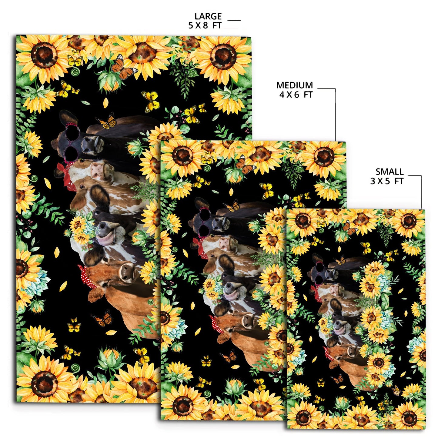 Cool Heifers And Sunflower Rug HHT19092002-MEI