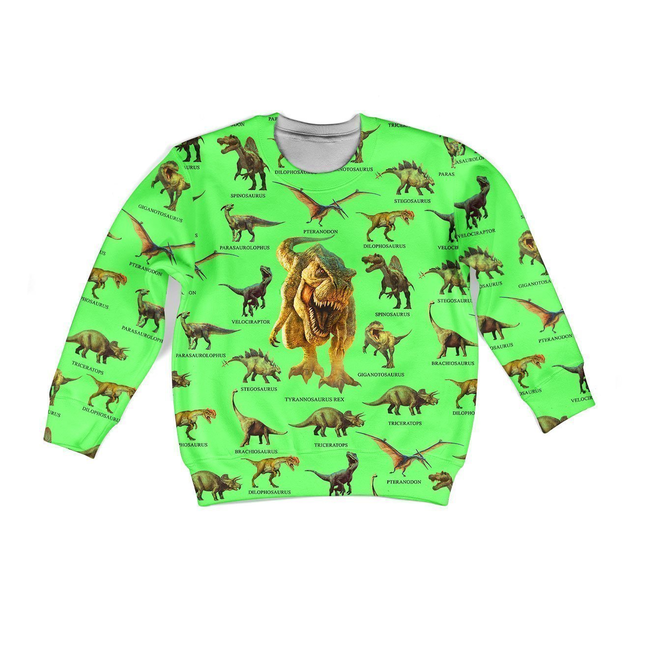 3D All Over Printed Green Dinosaurs T-Rex Shirts-Apparel-HP Arts-Sweatshirt-TODDLER 2T-Vibe Cosy™