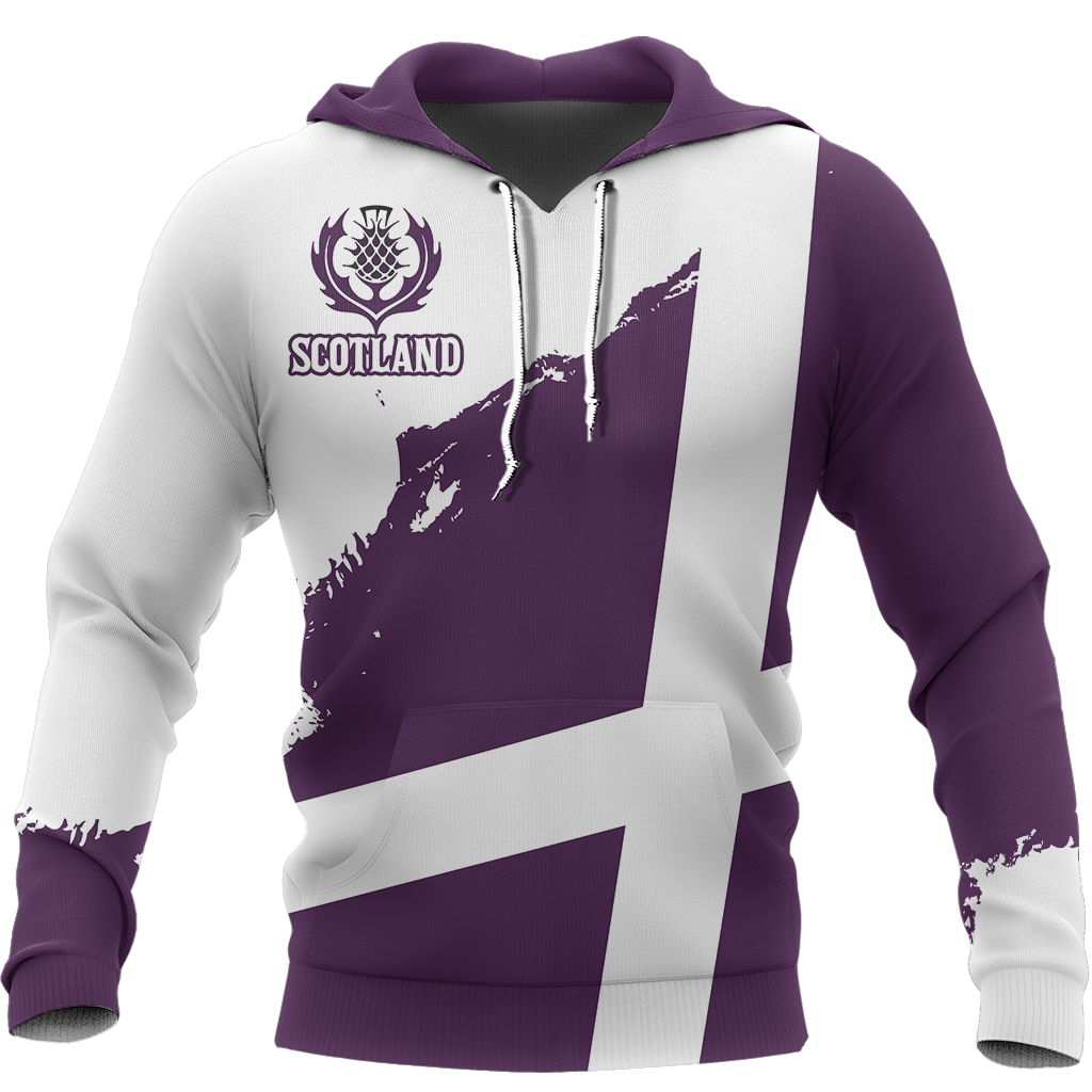 Scotland Flag Pullover Hoodie Brush Style (Purple)-Apparel-HD09-Hoodie-S-Vibe Cosy™