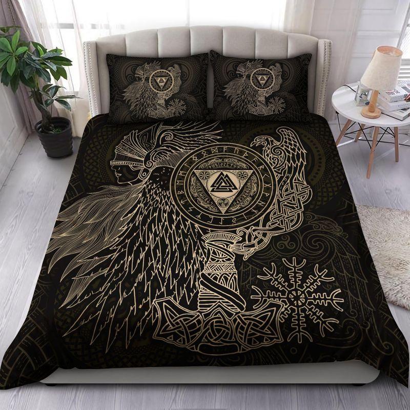 Vikings Bedding Set - Valknut with Helm of Awe and Horn Triskelion HP25052006