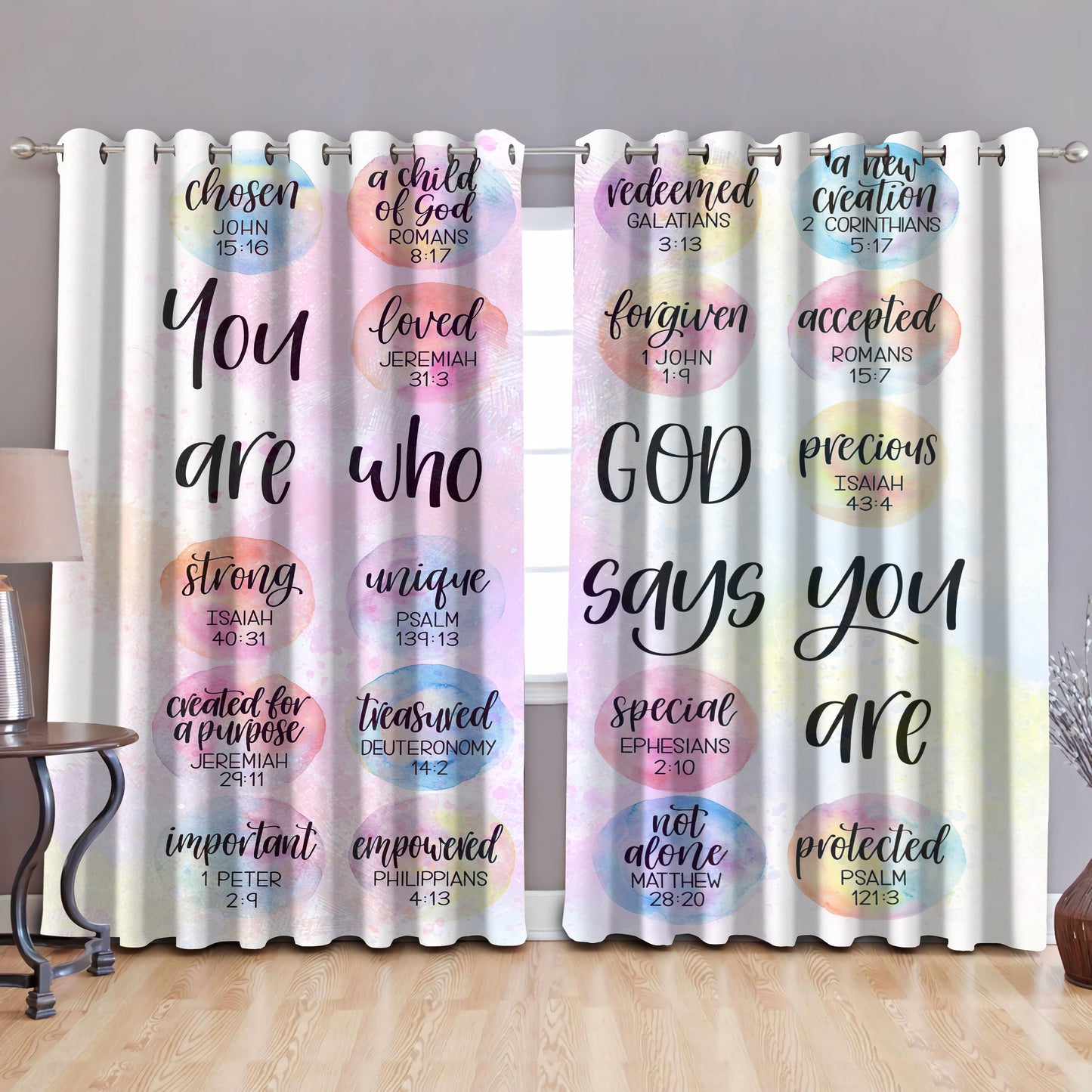 God says you are, rainbow blackout thermal grommet window curtains HAC270504S-HG-HG-52'' x 63''-Vibe Cosy™