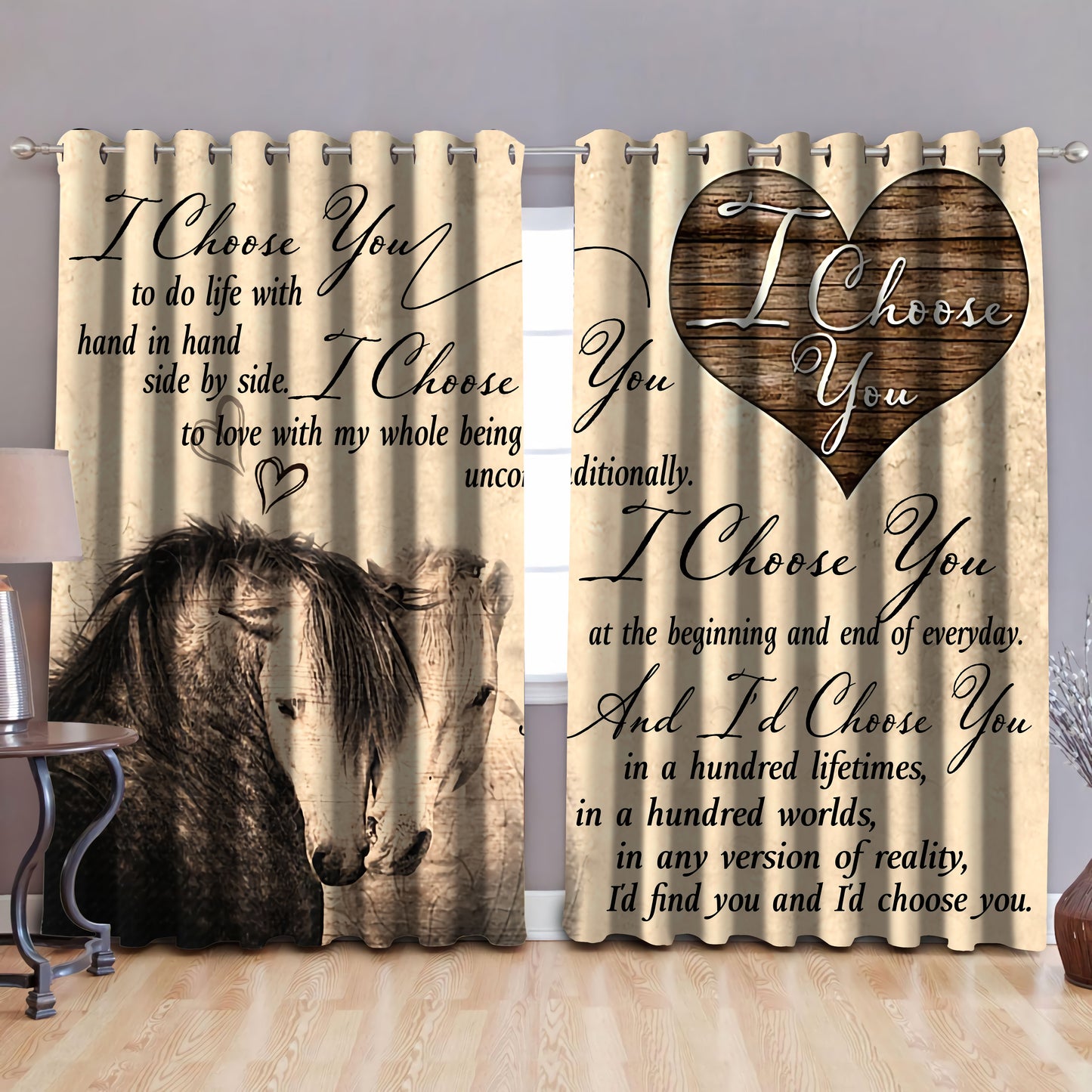I choose you horse blackout thermal grommet window curtains HAC210502-HG-HG-52'' x 63''-Vibe Cosy™