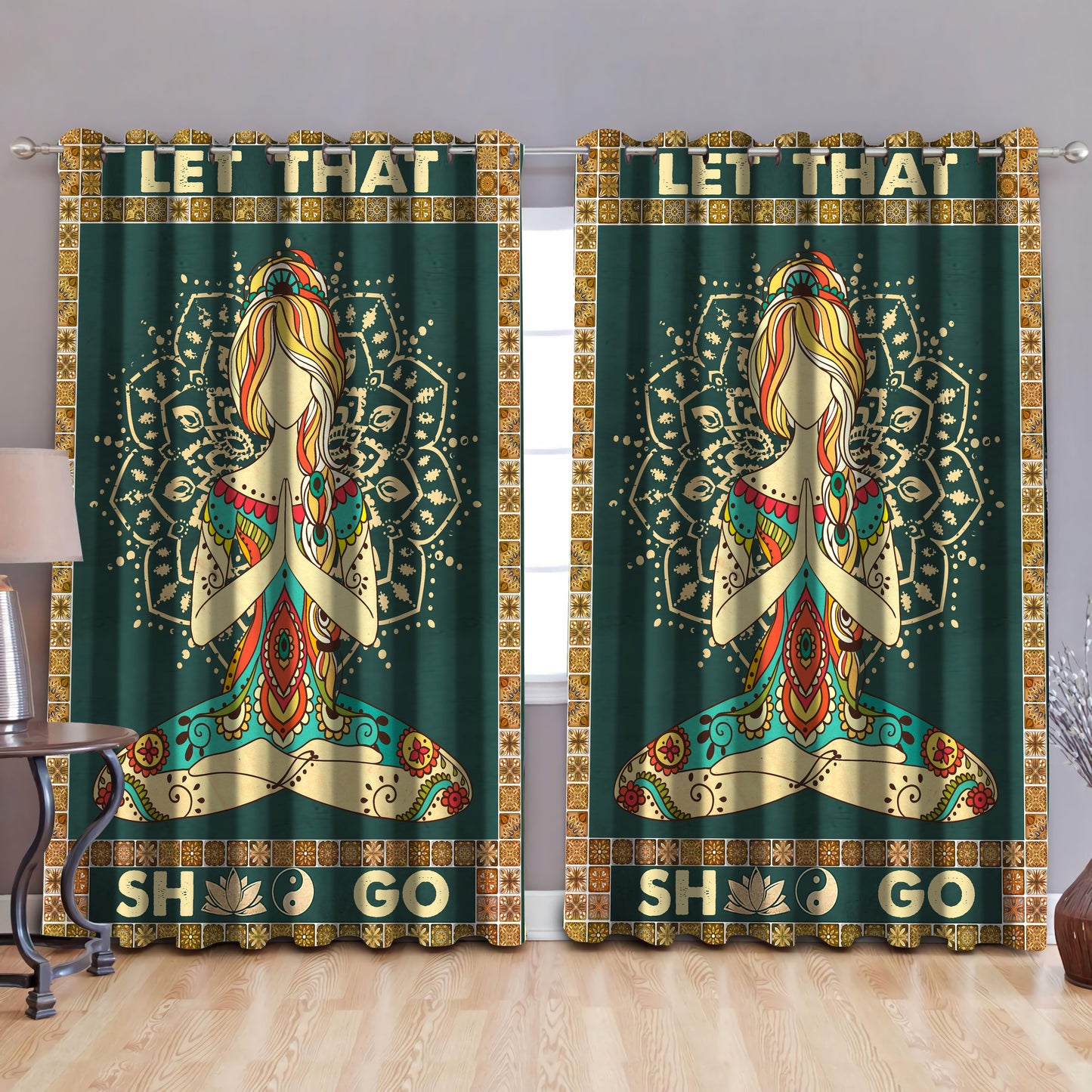 Let That Sh** Go - Yoga Blackout Thermal Grommet Window Curtains QB05272001-TA-Curtains-TA-52'' x 63''-Vibe Cosy™