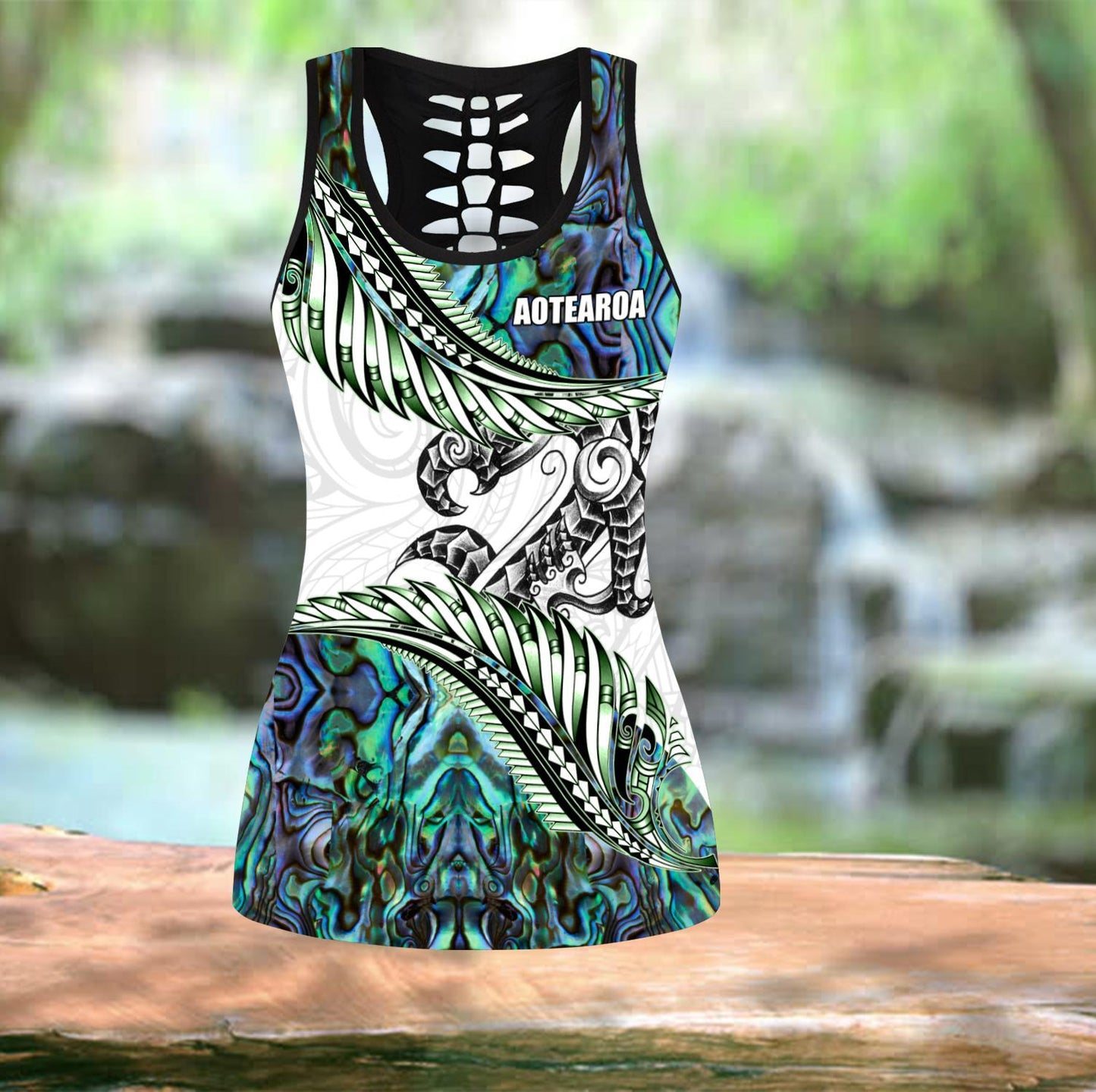 Aotearoa silver fern manaia paua shell combo legging tanktop