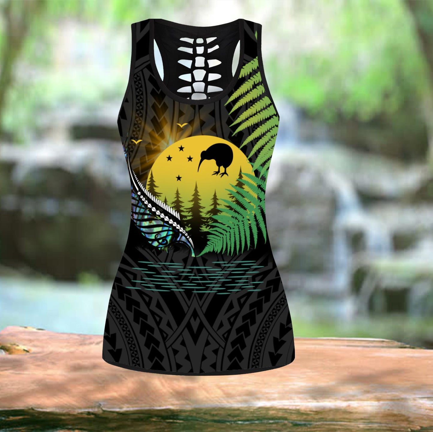 New zealand aotearoa silver fern twist moonlight combo legging tanktop