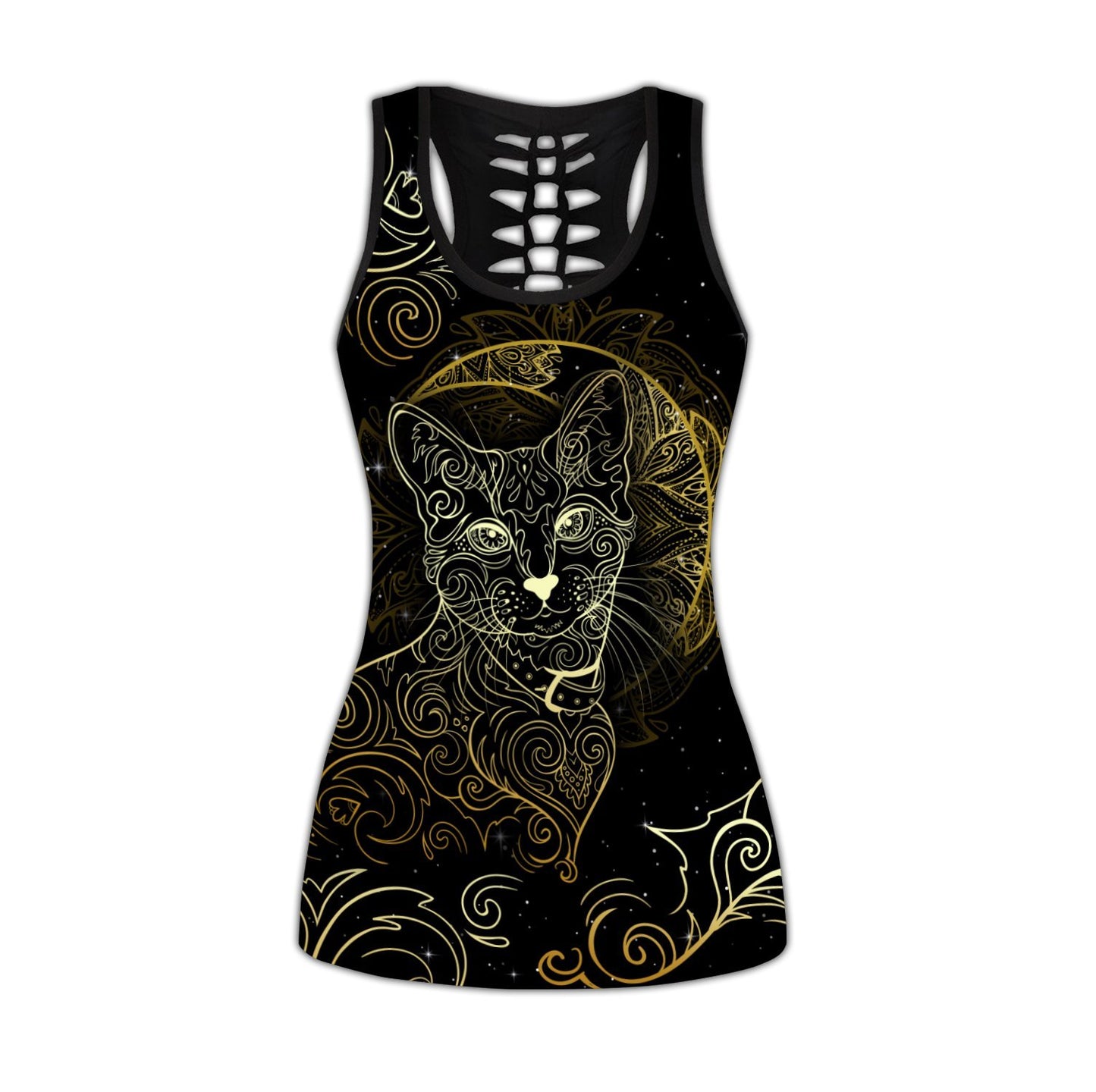 Cat tattoos combo outfit legging + hollow tank for women PL