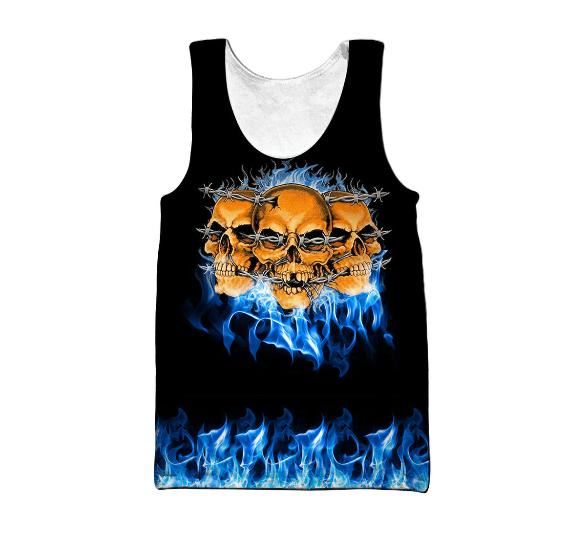 Skull On Blue Fire Art Skulls Hoodie For Men And Women TQH201011