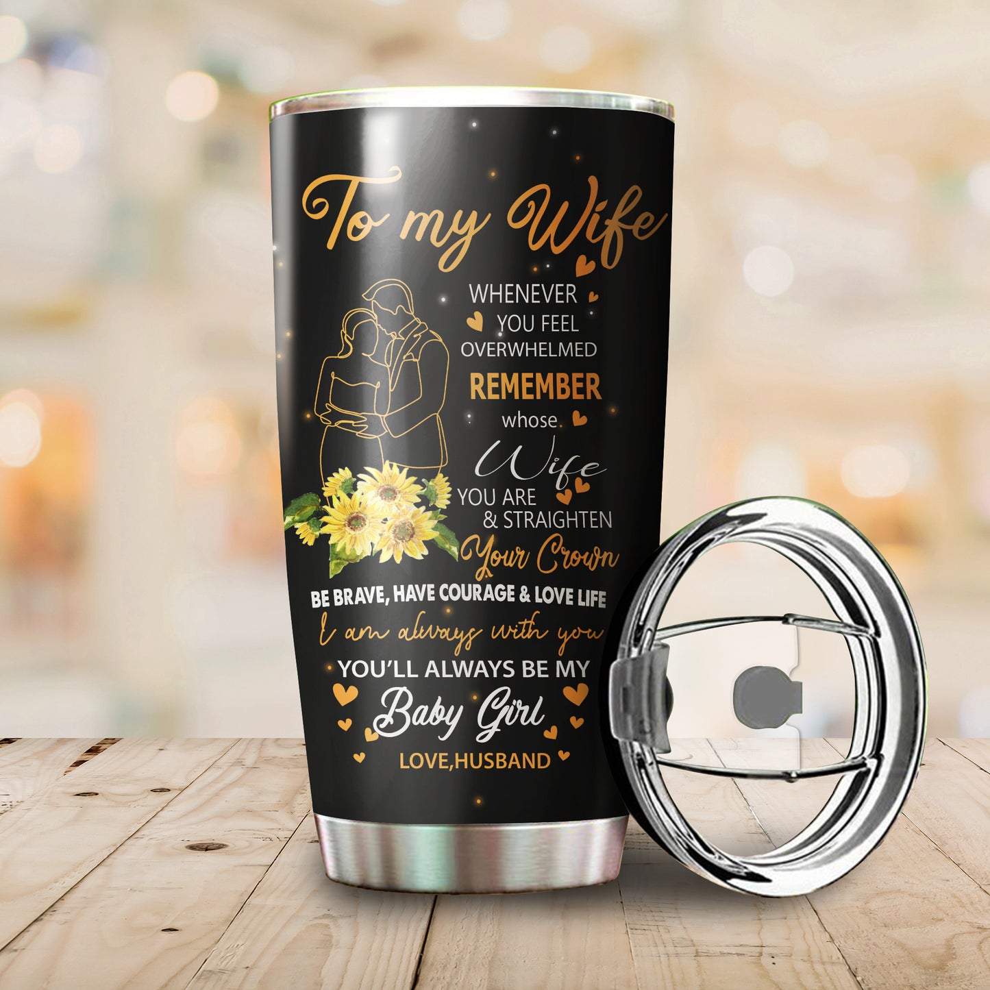 To My Wife Customize Name Stainless Steel Tumbler NDD10302005
