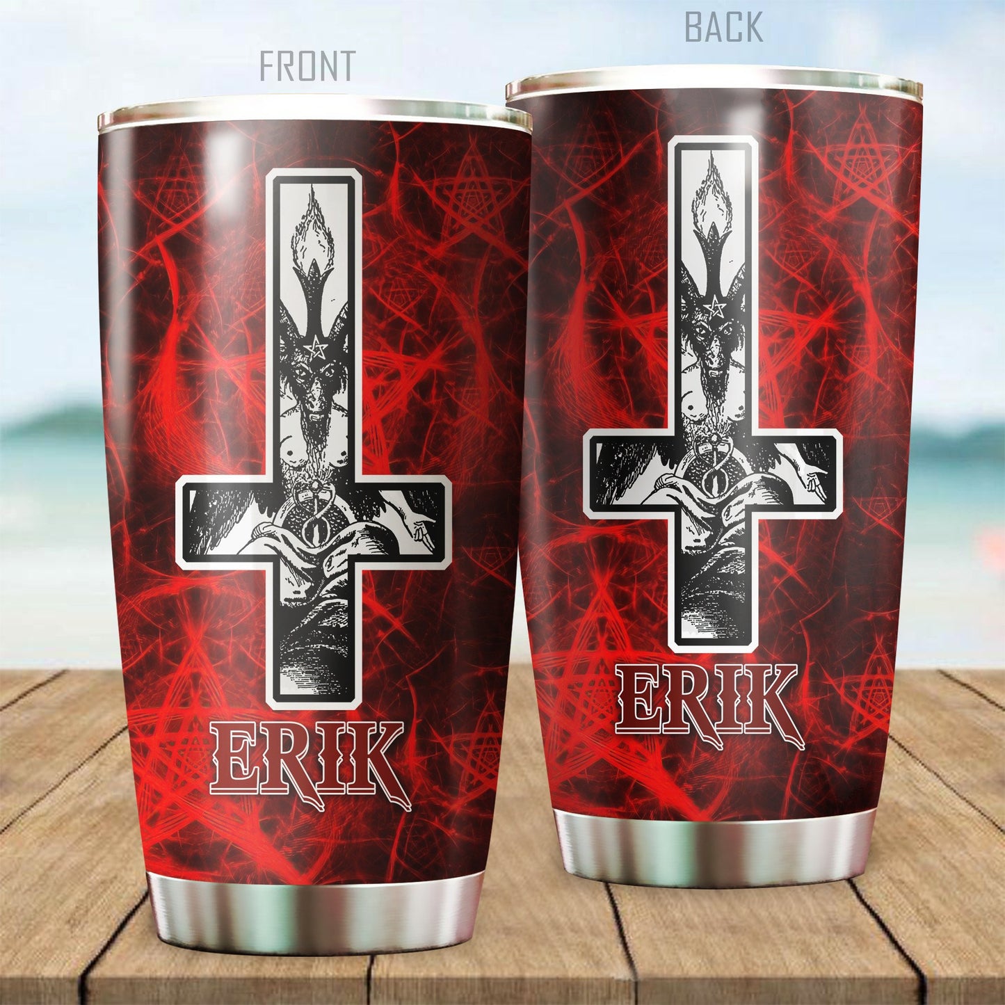 Customize Name Skull Satanic Steel Tumbler MH31122003