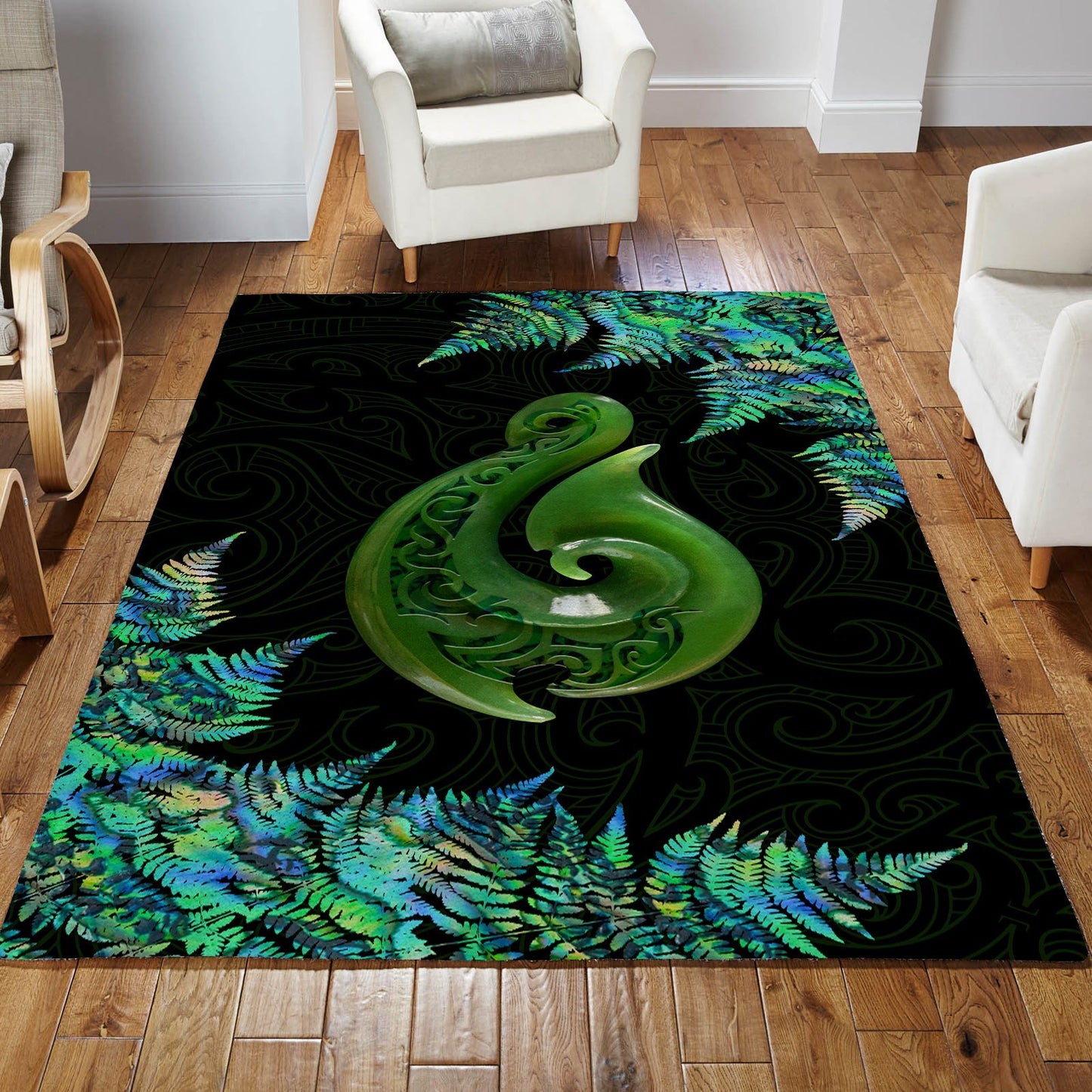 New Zealand Maori Manaia Paua Shell Rug ML TR22032105