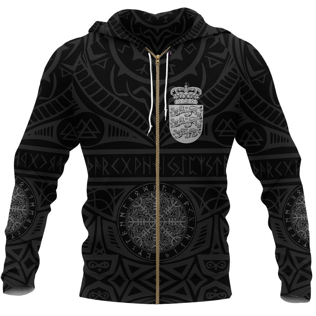 Denmark Vikings Tattoo Hoodie-Apparel-HP Arts-Zipped Hoodie-S-Vibe Cosy™