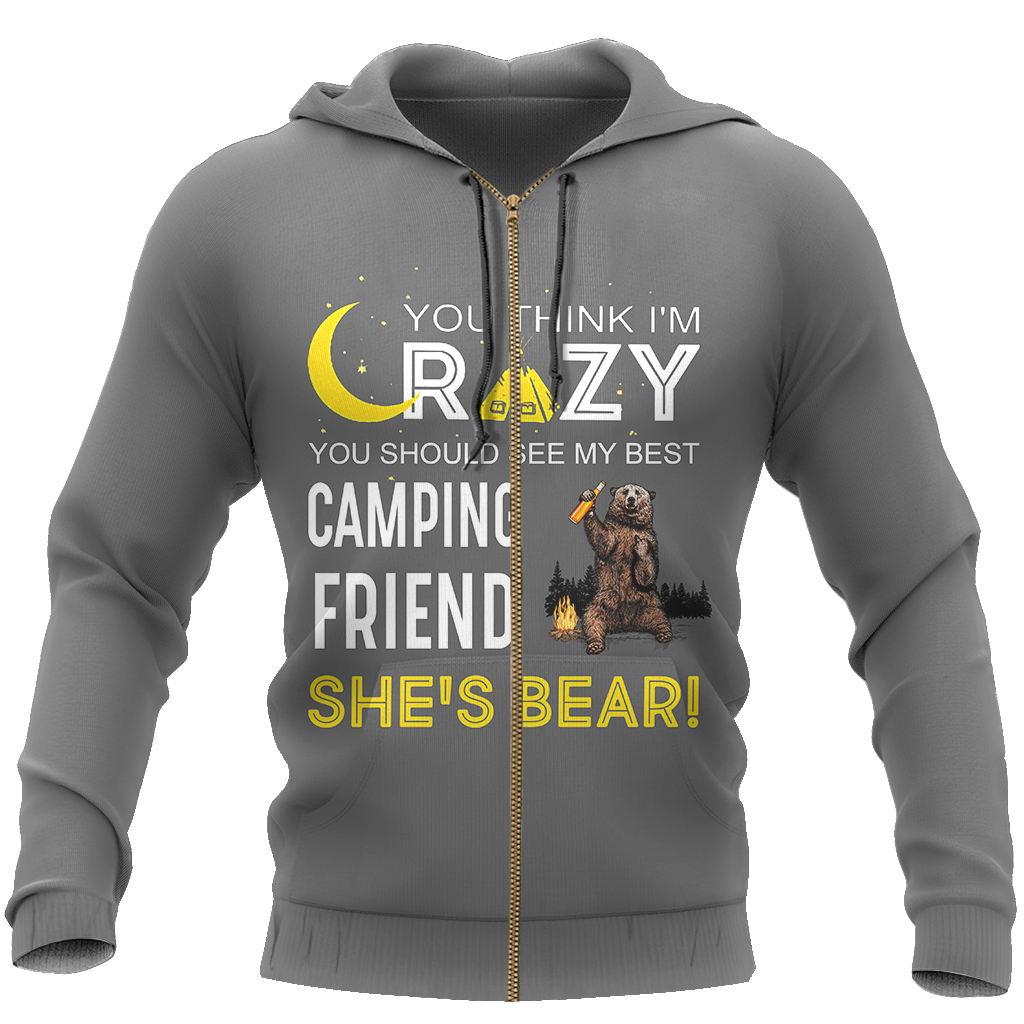You Think I'm Crazy - Camping Bear NNKB107-Apparel-NNK-Zip-Up Hoodie-S-Vibe Cosy™