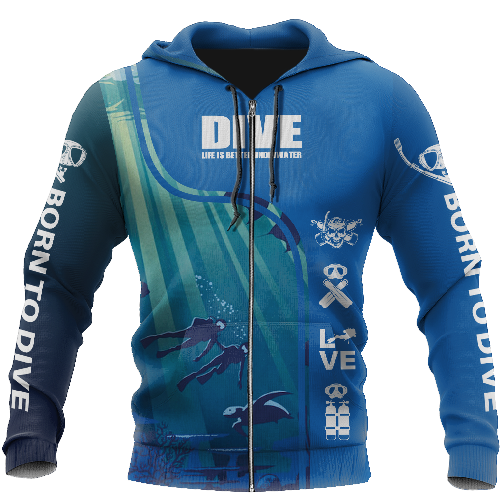 Scuba Diving 3D All Over Printed-ALL OVER PRINT HOODIES-HP Arts-Hoodie-S-Vibe Cosy™