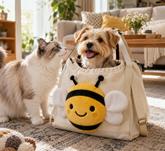 Hands-Free Bee Canvas Pet Carrier Tote