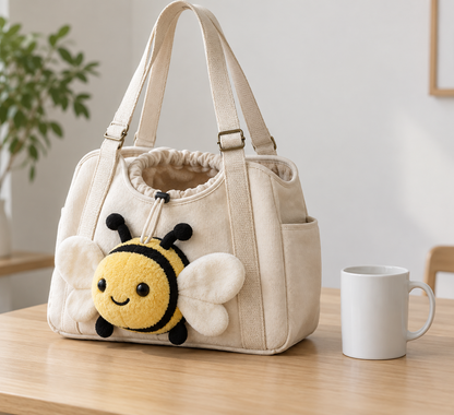Hands-Free Bee Canvas Pet Carrier Tote