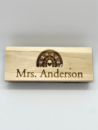 Teacher Eraser Gift Rainbow Design  / Personalized Teacher Name Gift / Teacher Appreciation / End of Year Gift