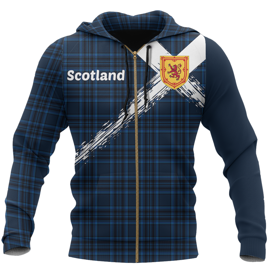 Scotland Saltire Celtic Thistle Hoodie Blue NNK 1514-Apparel-PL8386-Zip Hoodie-S-Vibe Cosy™