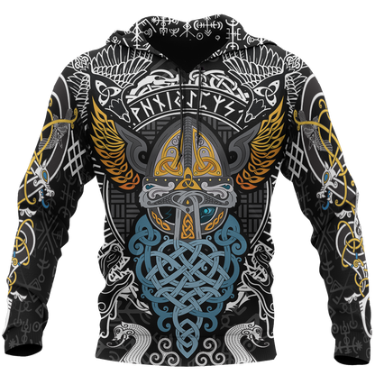Viking Odin - Wotan Pullover Hoodie A0-ALL OVER PRINT HOODIES-HP Arts-Hoodie-S-Vibe Cosy™