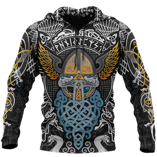 Viking Odin - Wotan Pullover Hoodie A0-ALL OVER PRINT HOODIES-HP Arts-Hoodie-S-Vibe Cosy™