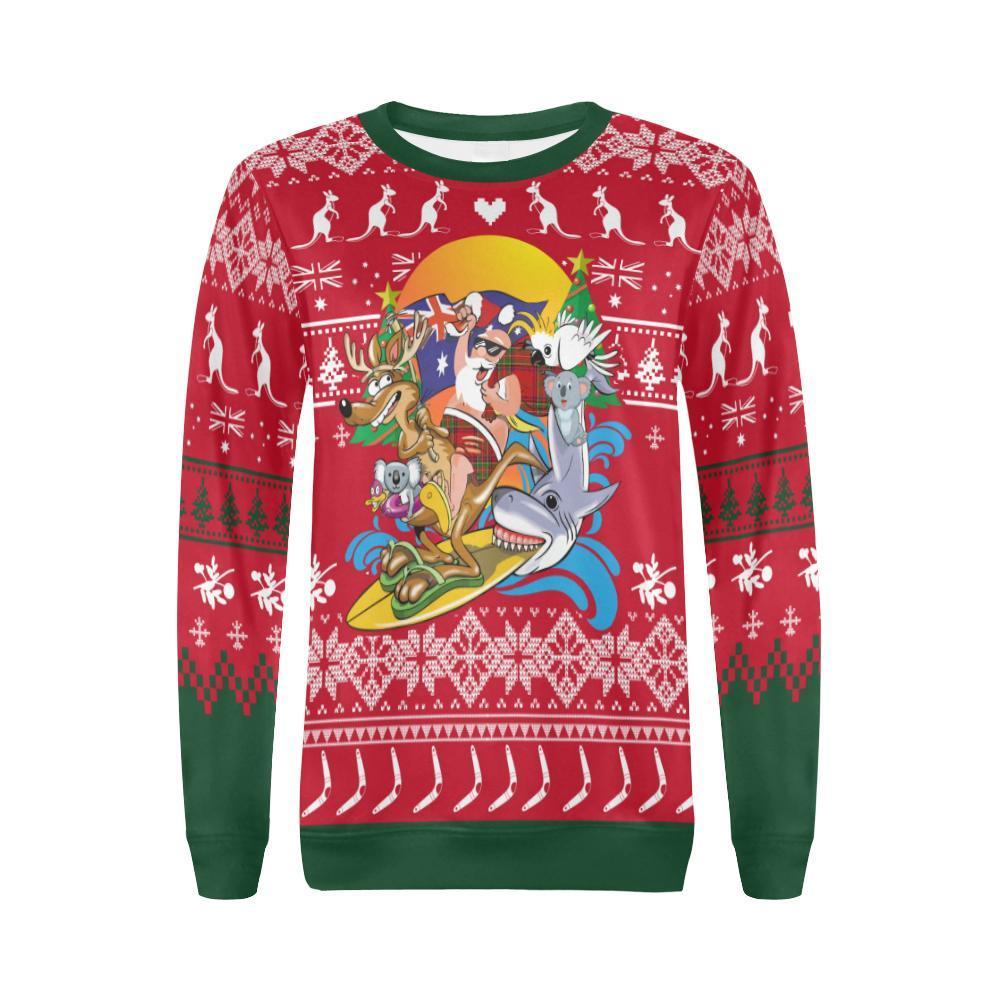Australia Santa Is Coming™ - Christmas Sweatshirt K5-CREWNECK SWEATSHIRTS-HP Arts-Men-XXXL-Red Mix Green-Vibe Cosy™