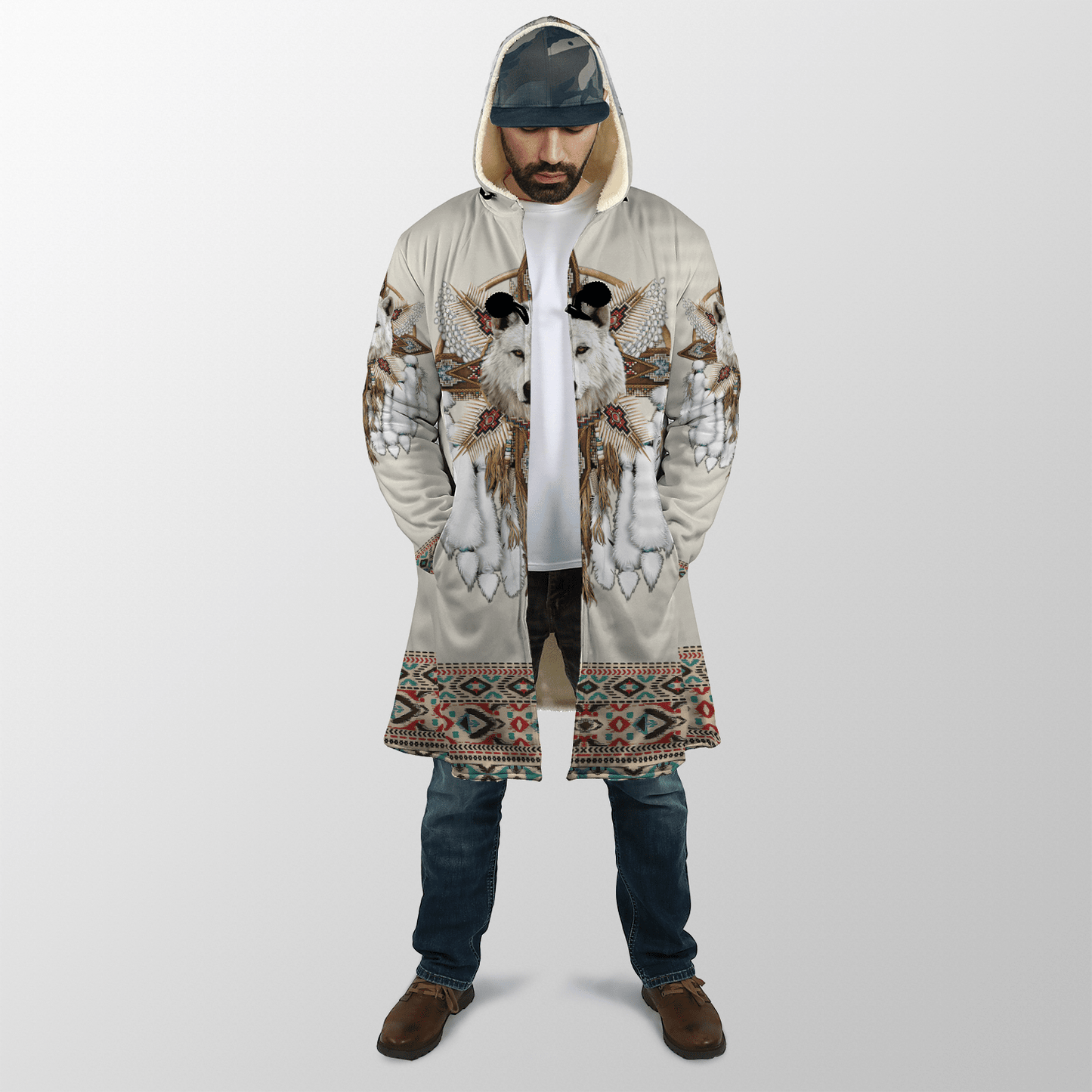 Native Spirit Wolf 3D All Over Printed Unisex Hoodie ML