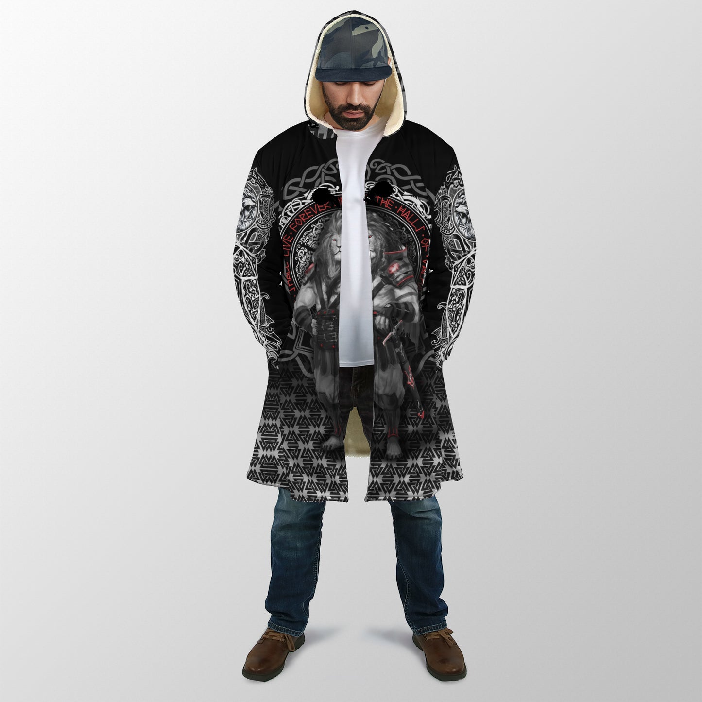 Lion Warrior 3D All Over Printed Zipped Cloak For Men and Women