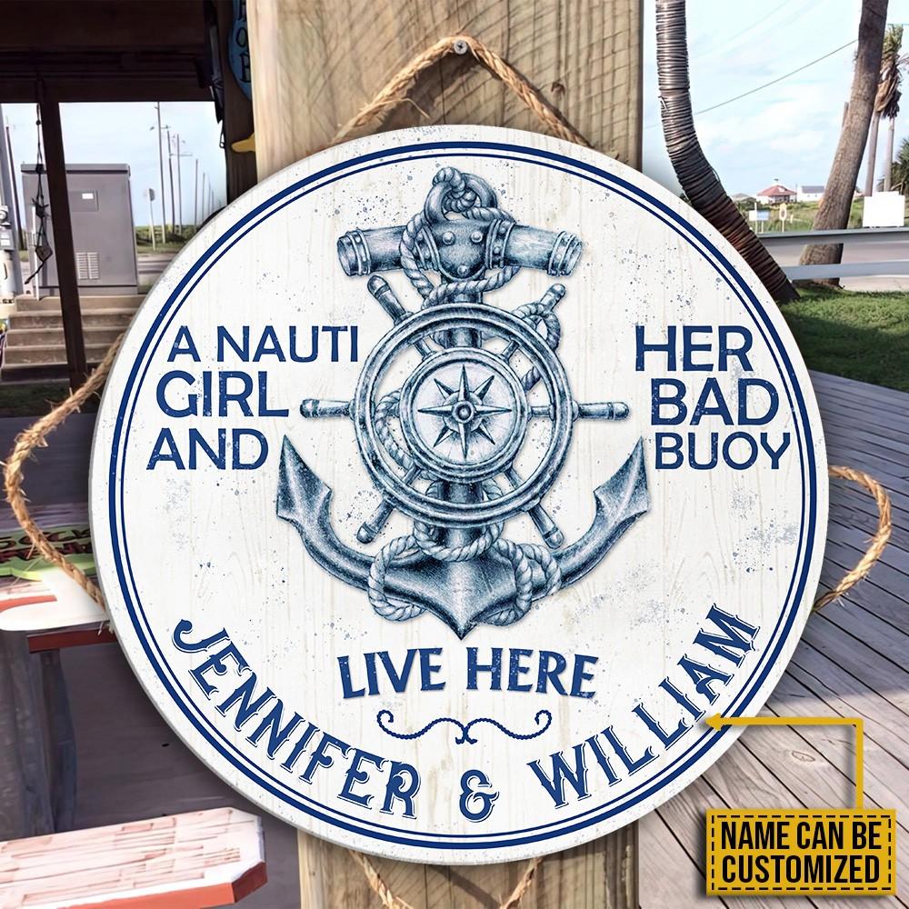 Custom name Couple Sailor Decor Wood Sign