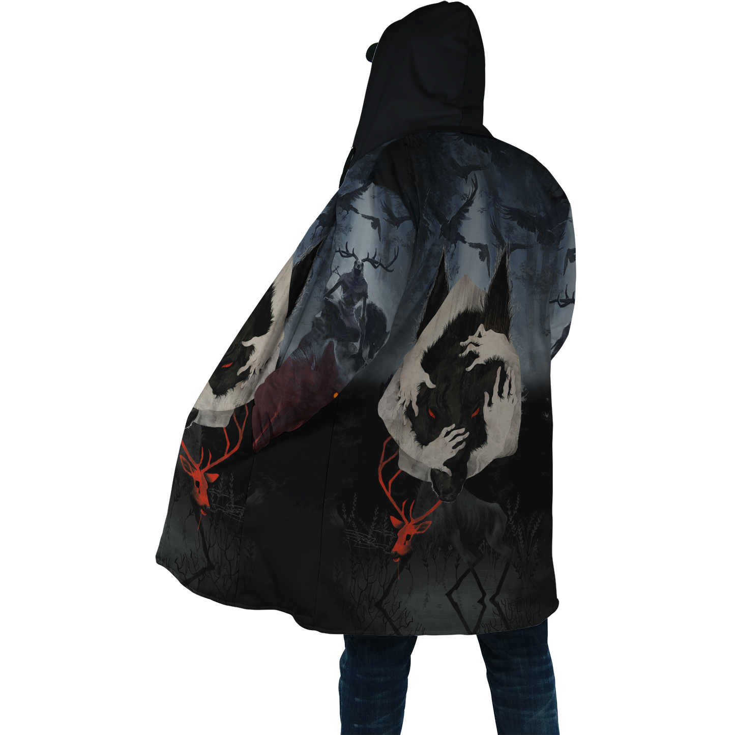 Crazy Wolf All Over Printed Unisex Deluxe Hoodie ML
