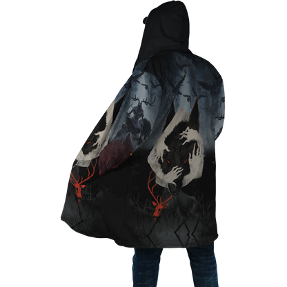 Crazy Wolf All Over Printed Unisex Deluxe Hoodie ML