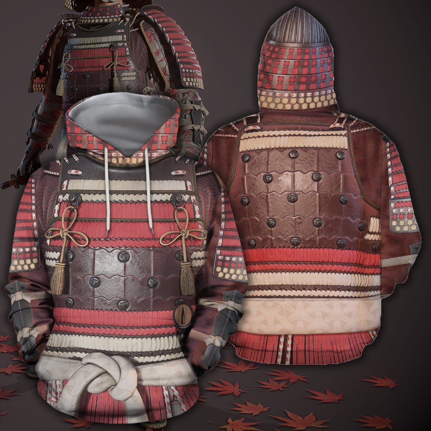 All Over Printed Samurai Armor Cover-Apparel-HP Arts-Hoodie-S-Vibe Cosy™