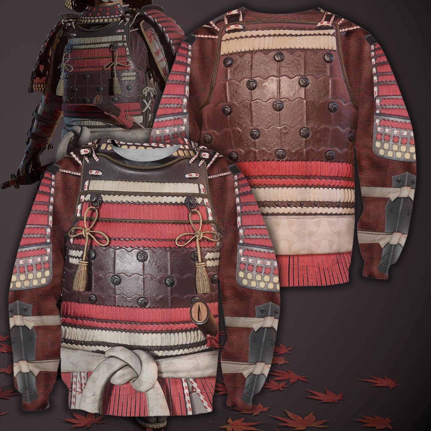 All Over Printed Samurai Armor Cover-Apparel-HP Arts-Sweatshirt-S-Vibe Cosy™