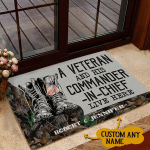 Custom name US Veteran and his Commander-in-chief Door Mat