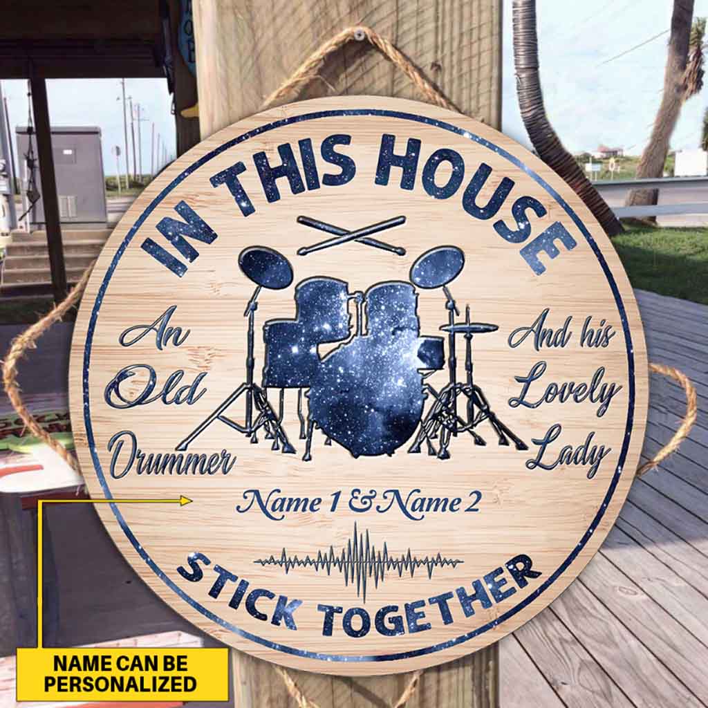 Custom name Old Drummer Decor Wood Sign