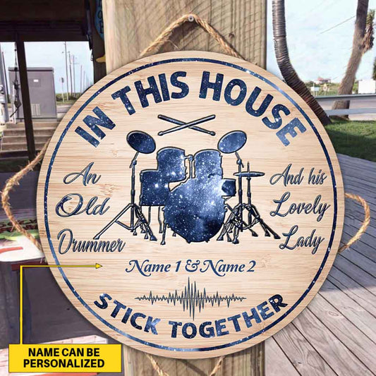 Custom name Old Drummer Decor Wood Sign