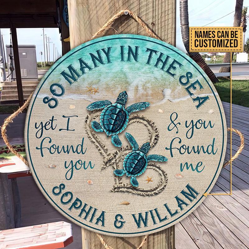 Custom name Couple Sea Turtles Decor Wood Sign