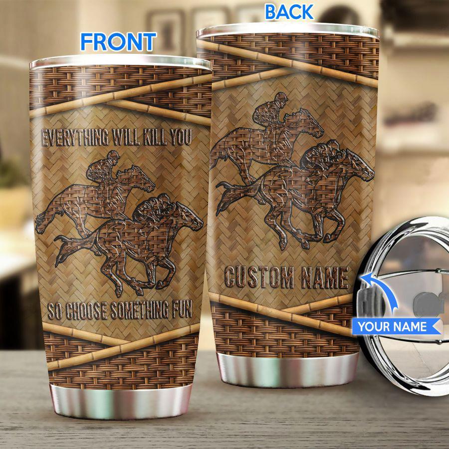 Personalized Horse Racing Stainless Steel Tumbler 20Oz