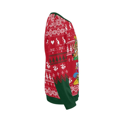 Australia Santa Is Coming™ - Christmas Sweatshirt K5-CREWNECK SWEATSHIRTS-HP Arts-Men-XXXL-Red Mix Green-Vibe Cosy™