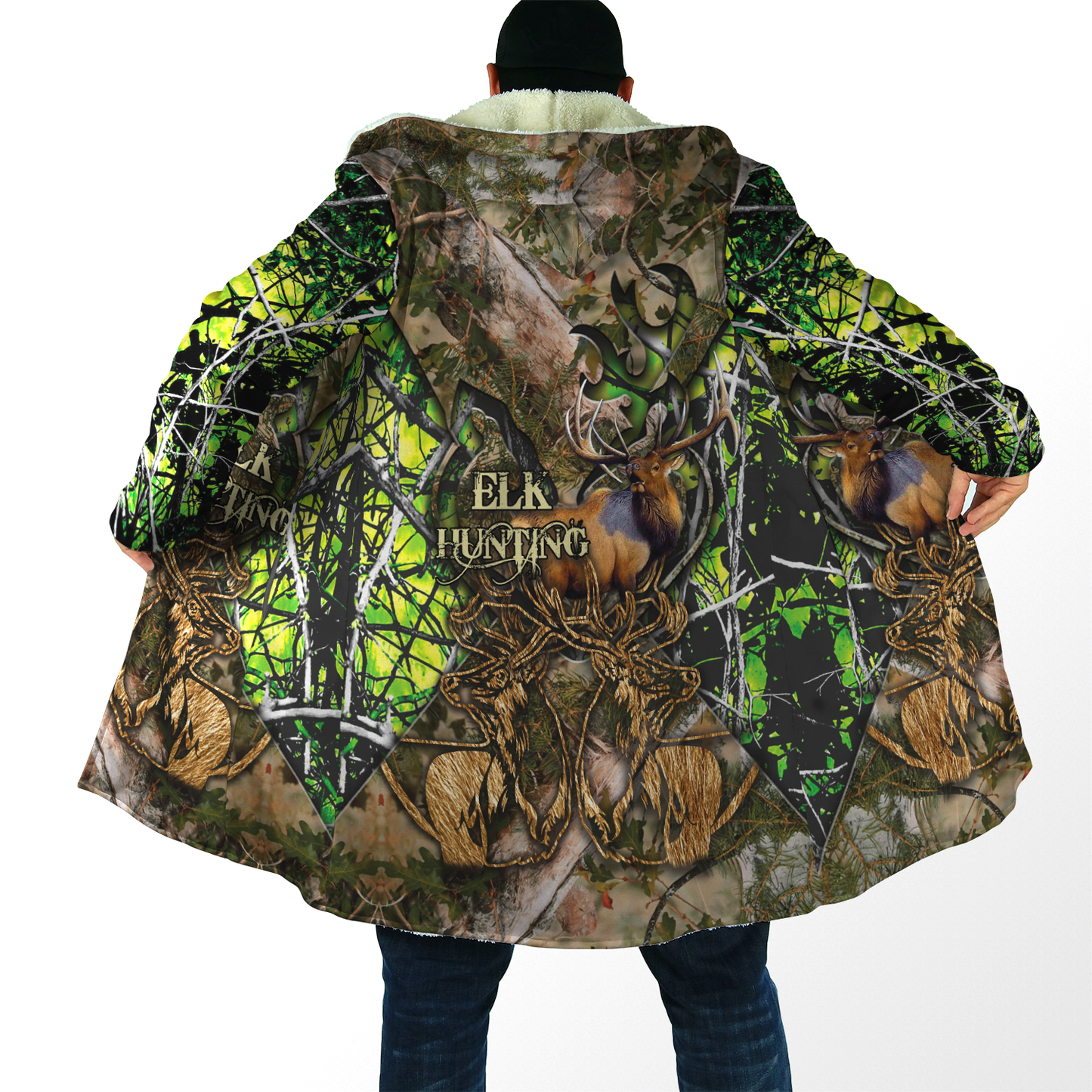 Elk Hunting Camo 3D Over Printed Unisex Deluxe Hoodie ML
