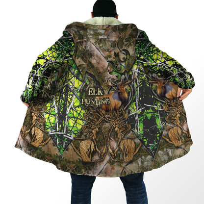 Elk Hunting Camo 3D Over Printed Unisex Deluxe Hoodie ML
