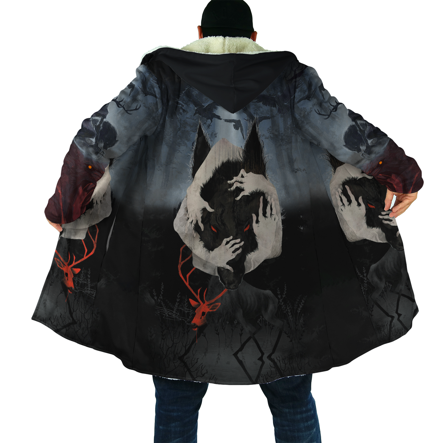 Crazy Wolf All Over Printed Unisex Deluxe Hoodie ML